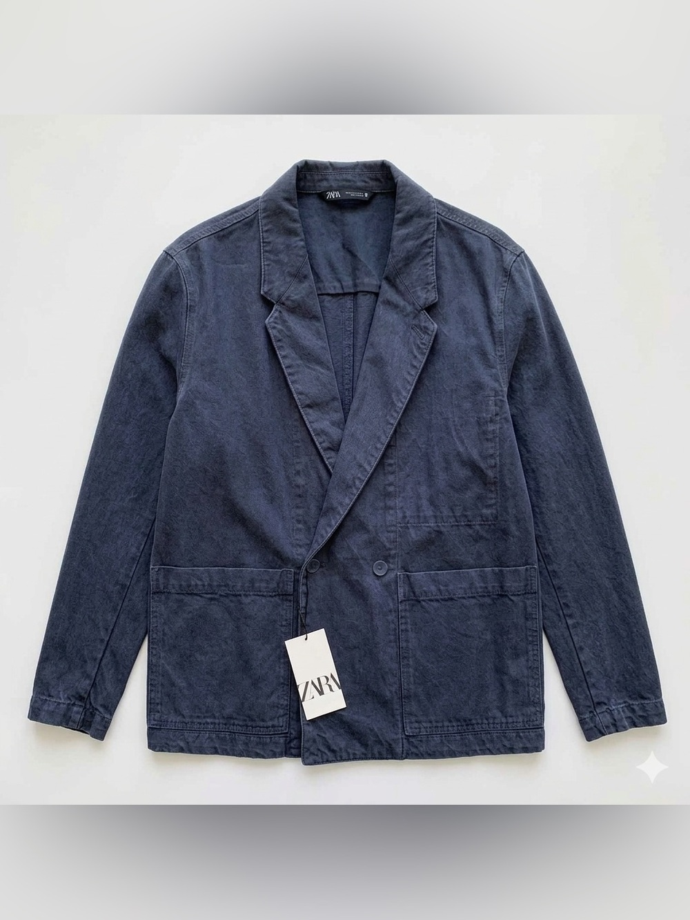 Zara Men's Navy Casual Double Breasted Blazer